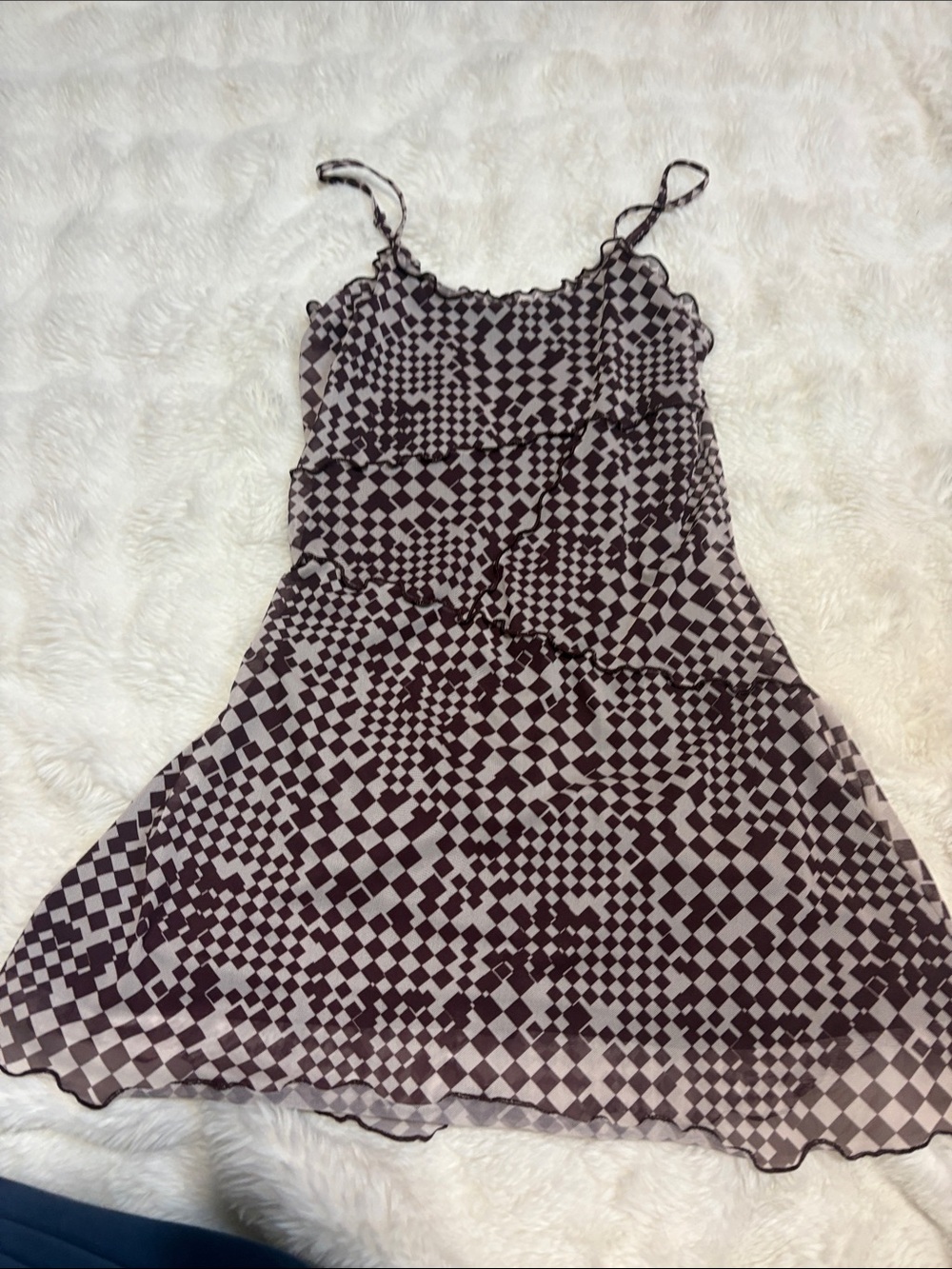 SO Brown & Cream Geometric Mini Slip Dress